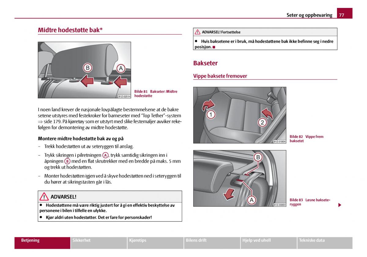 Skoda Octavia I 1 bruksanvisningen / page 78