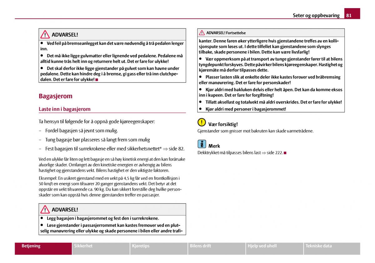 Skoda Octavia I 1 bruksanvisningen / page 82