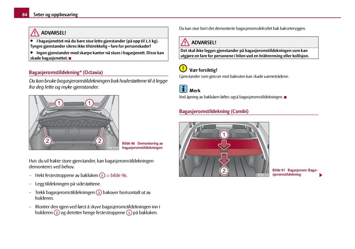 Skoda Octavia I 1 bruksanvisningen / page 85