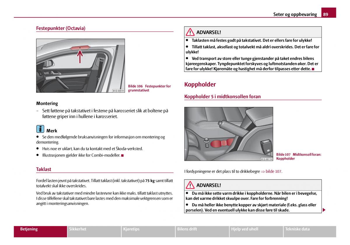 Skoda Octavia I 1 bruksanvisningen / page 90