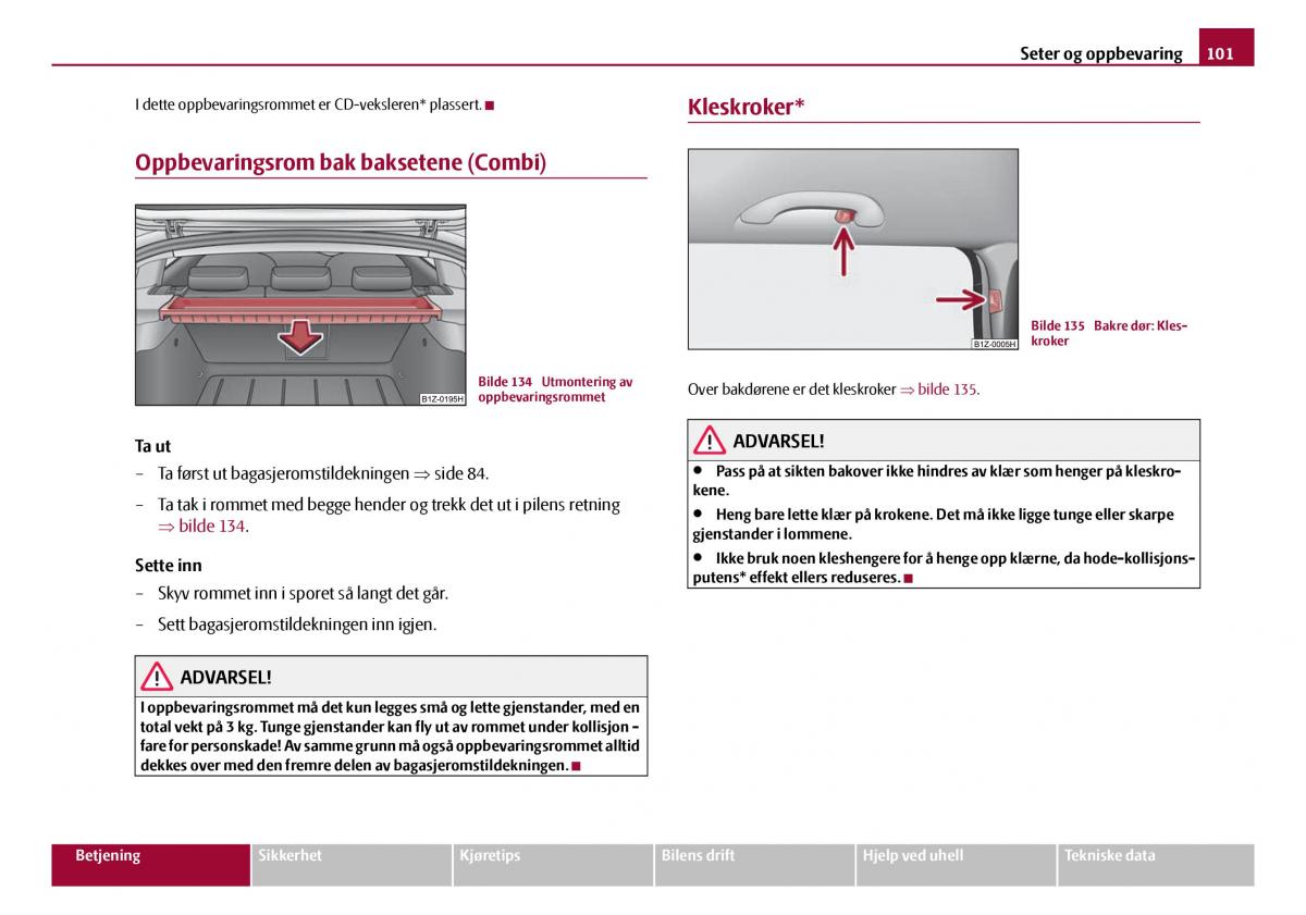 Skoda Octavia I 1 bruksanvisningen / page 102