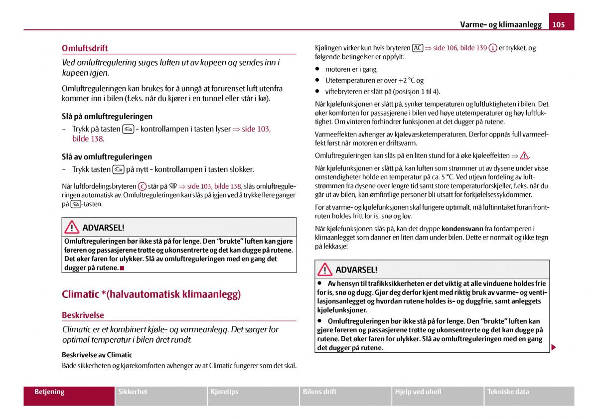 Skoda Octavia I 1 bruksanvisningen / page 106