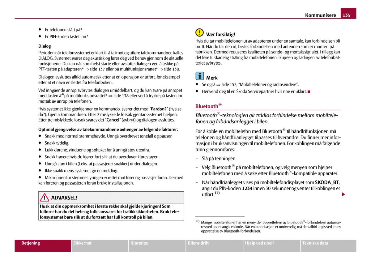 Skoda Octavia I 1 bruksanvisningen / page 136