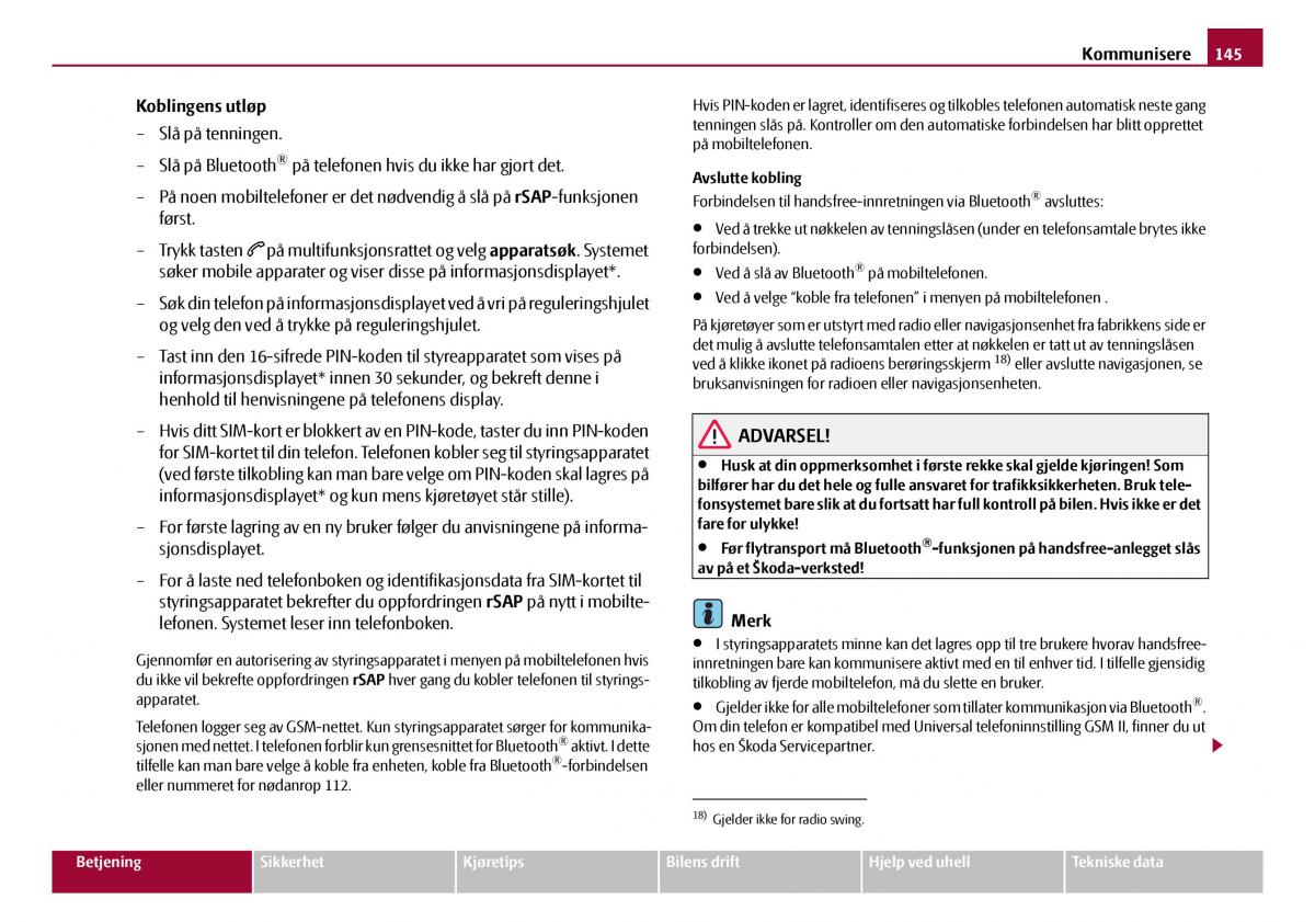 Skoda Octavia I 1 bruksanvisningen / page 146