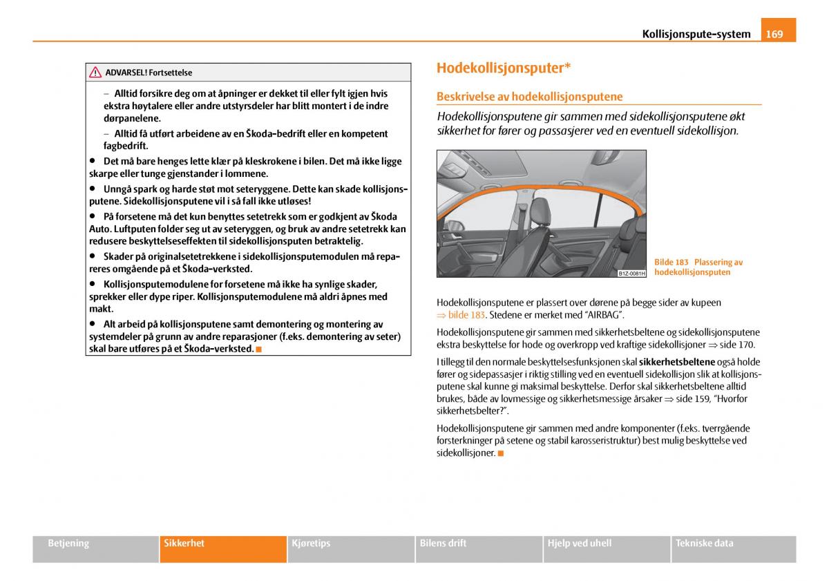 Skoda Octavia I 1 bruksanvisningen / page 170