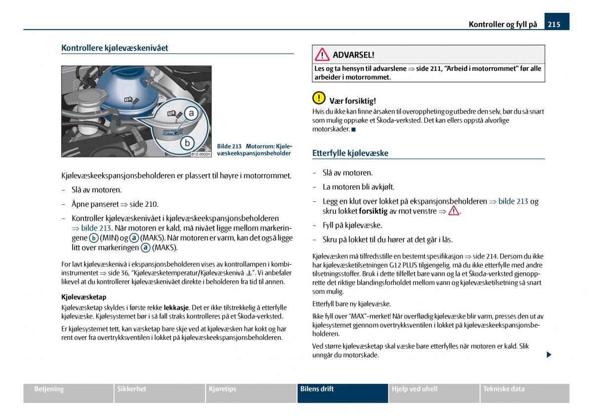 Skoda Octavia I 1 bruksanvisningen / page 216