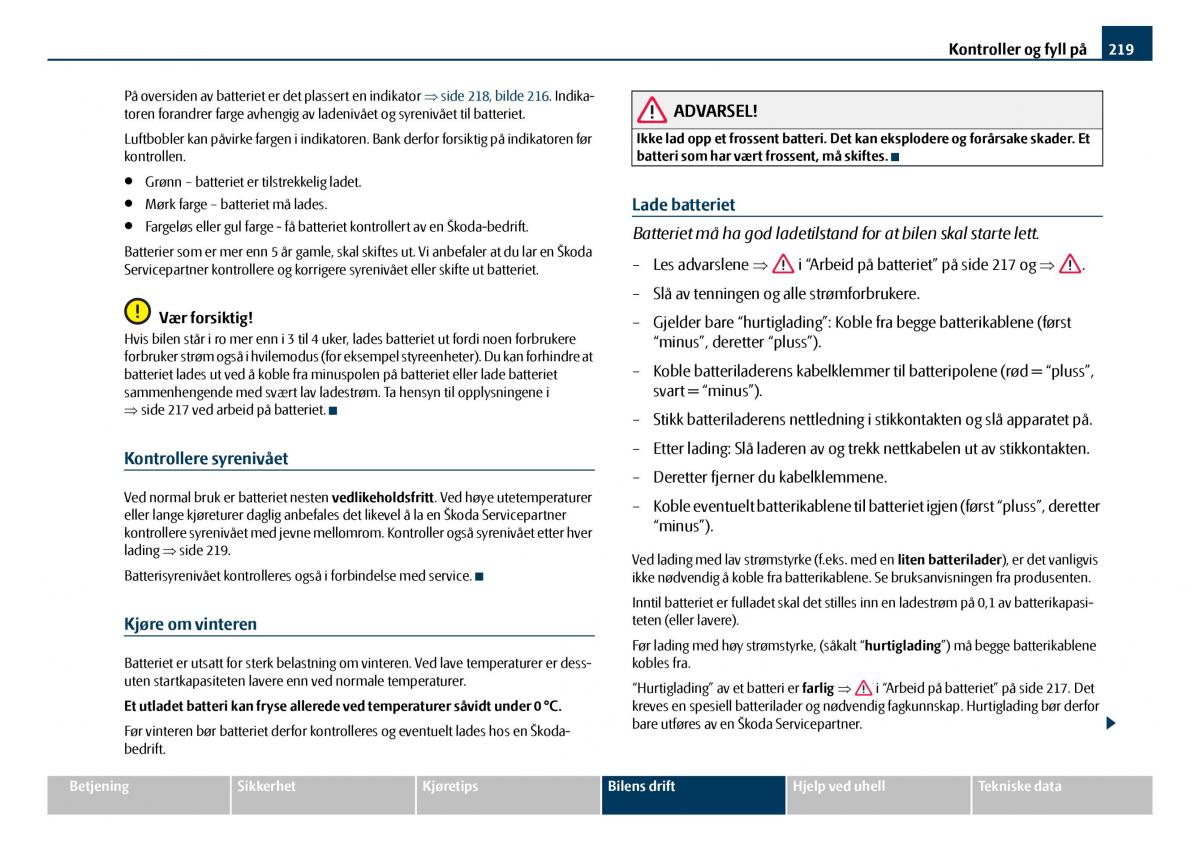 Skoda Octavia I 1 bruksanvisningen / page 220