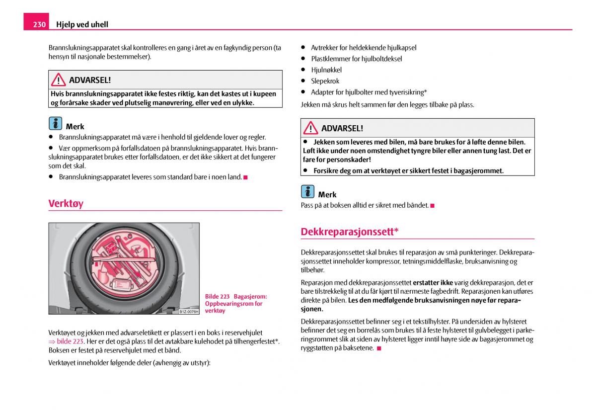 Skoda Octavia I 1 bruksanvisningen / page 231