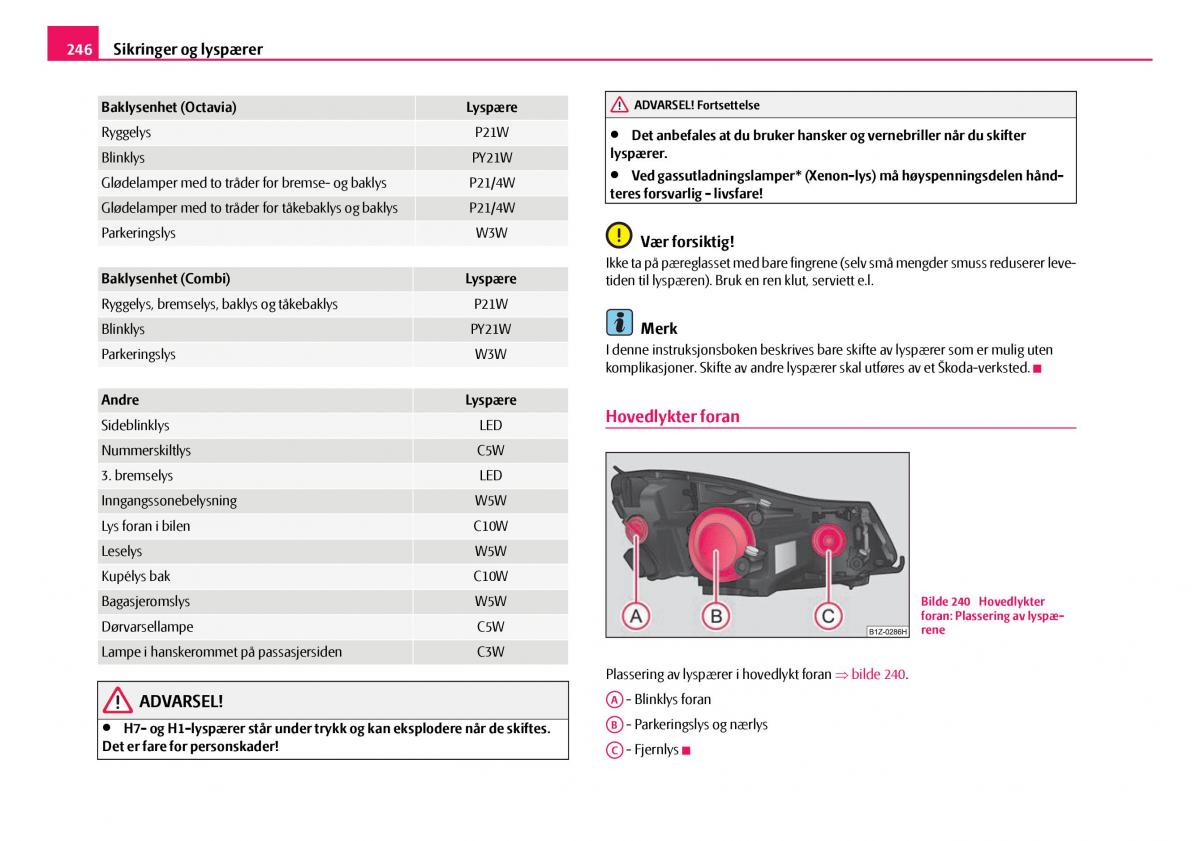 Skoda Octavia I 1 bruksanvisningen / page 247