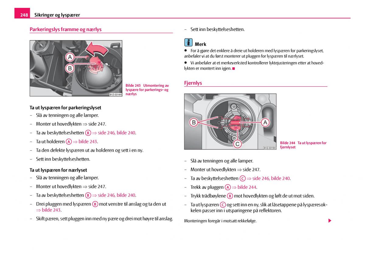 Skoda Octavia I 1 bruksanvisningen / page 249