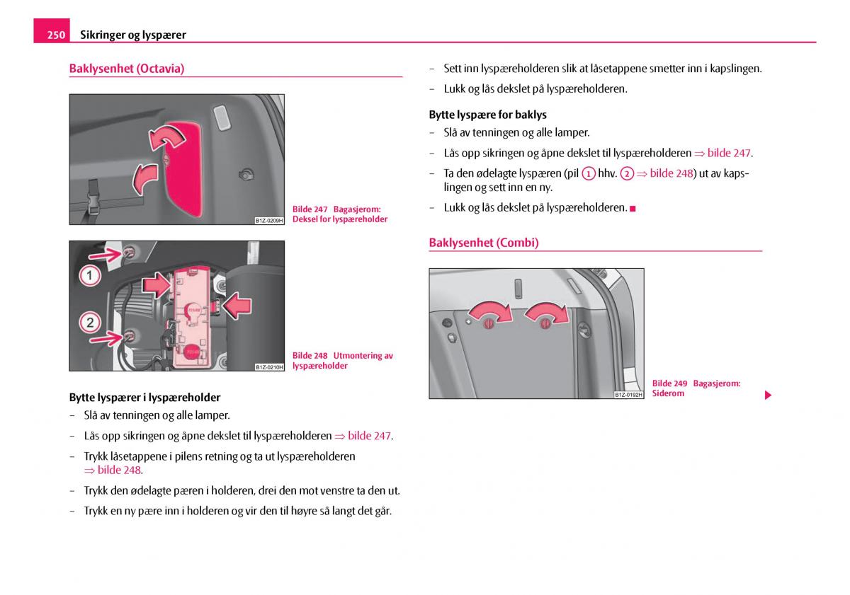 Skoda Octavia I 1 bruksanvisningen / page 251