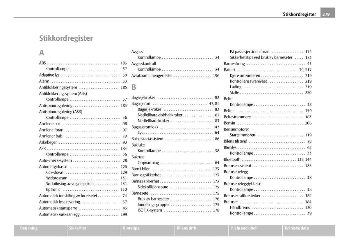 Skoda Octavia I 1 bruksanvisningen / page 280