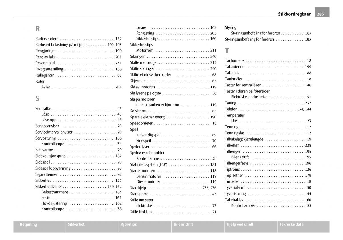 Skoda Octavia I 1 bruksanvisningen / page 284