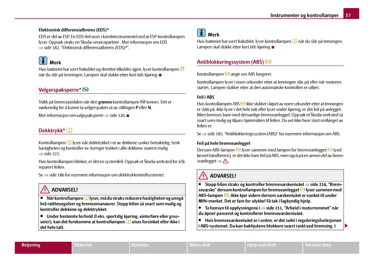 Skoda Octavia I 1 bruksanvisningen / page 38