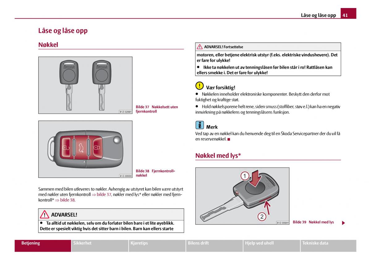 Skoda Octavia I 1 bruksanvisningen / page 42