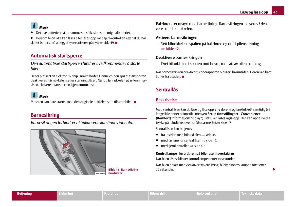 Skoda Octavia I 1 bruksanvisningen / page 44