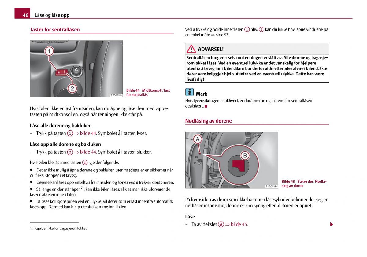 Skoda Octavia I 1 bruksanvisningen / page 47