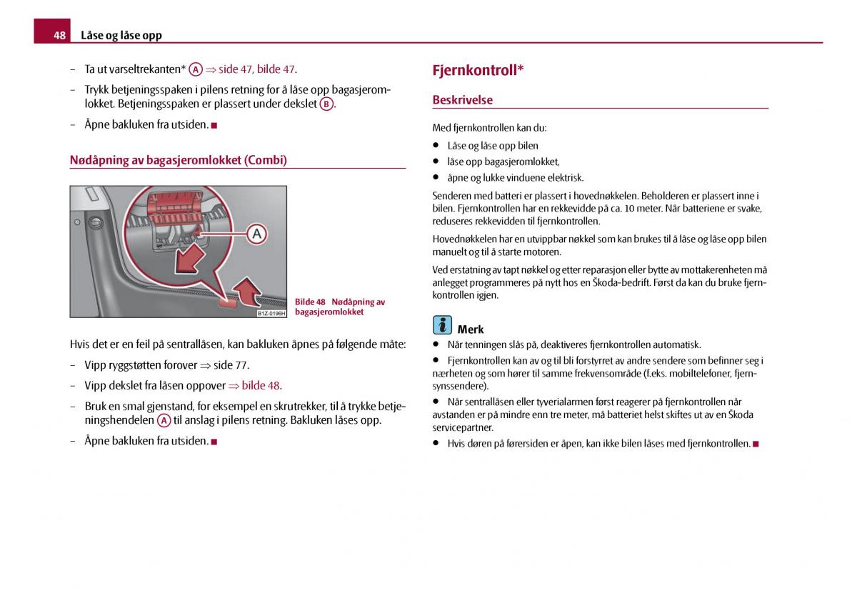 Skoda Octavia I 1 bruksanvisningen / page 49