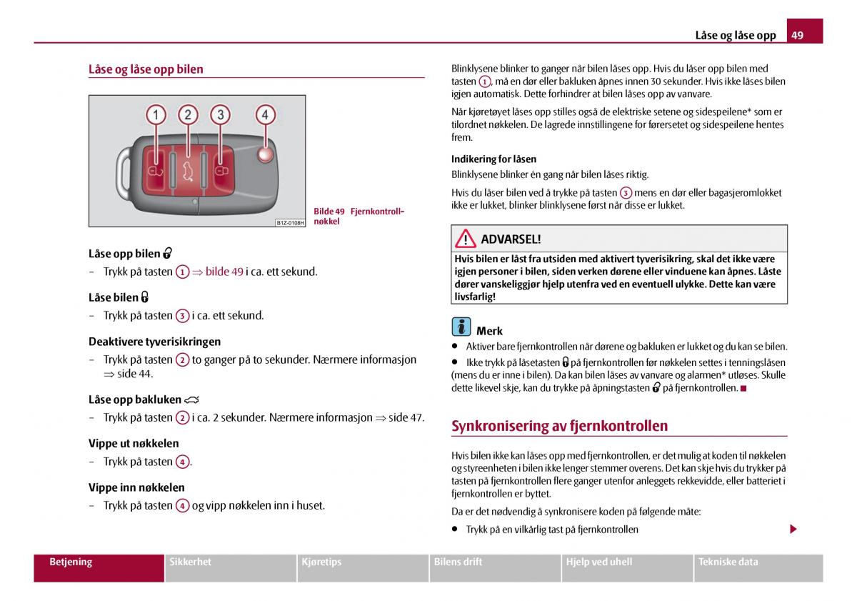 Skoda Octavia I 1 bruksanvisningen / page 50