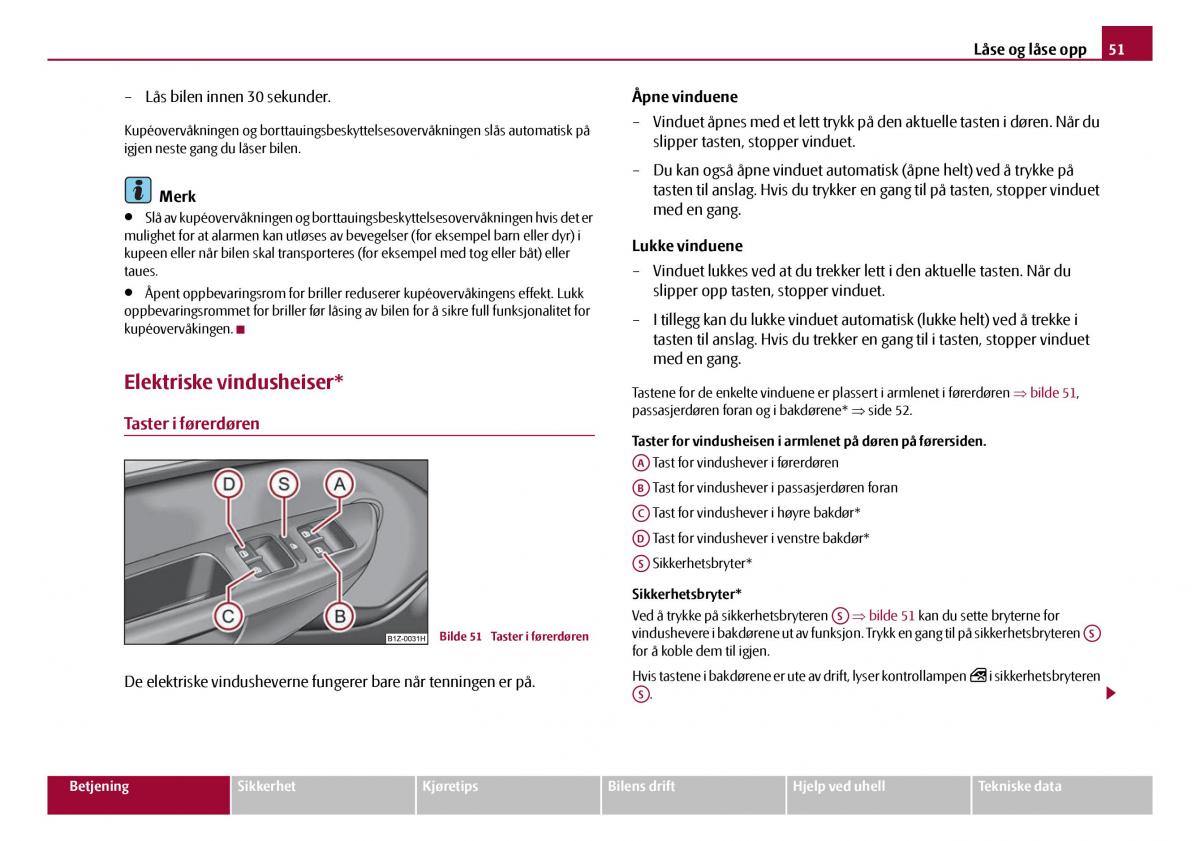 Skoda Octavia I 1 bruksanvisningen / page 52