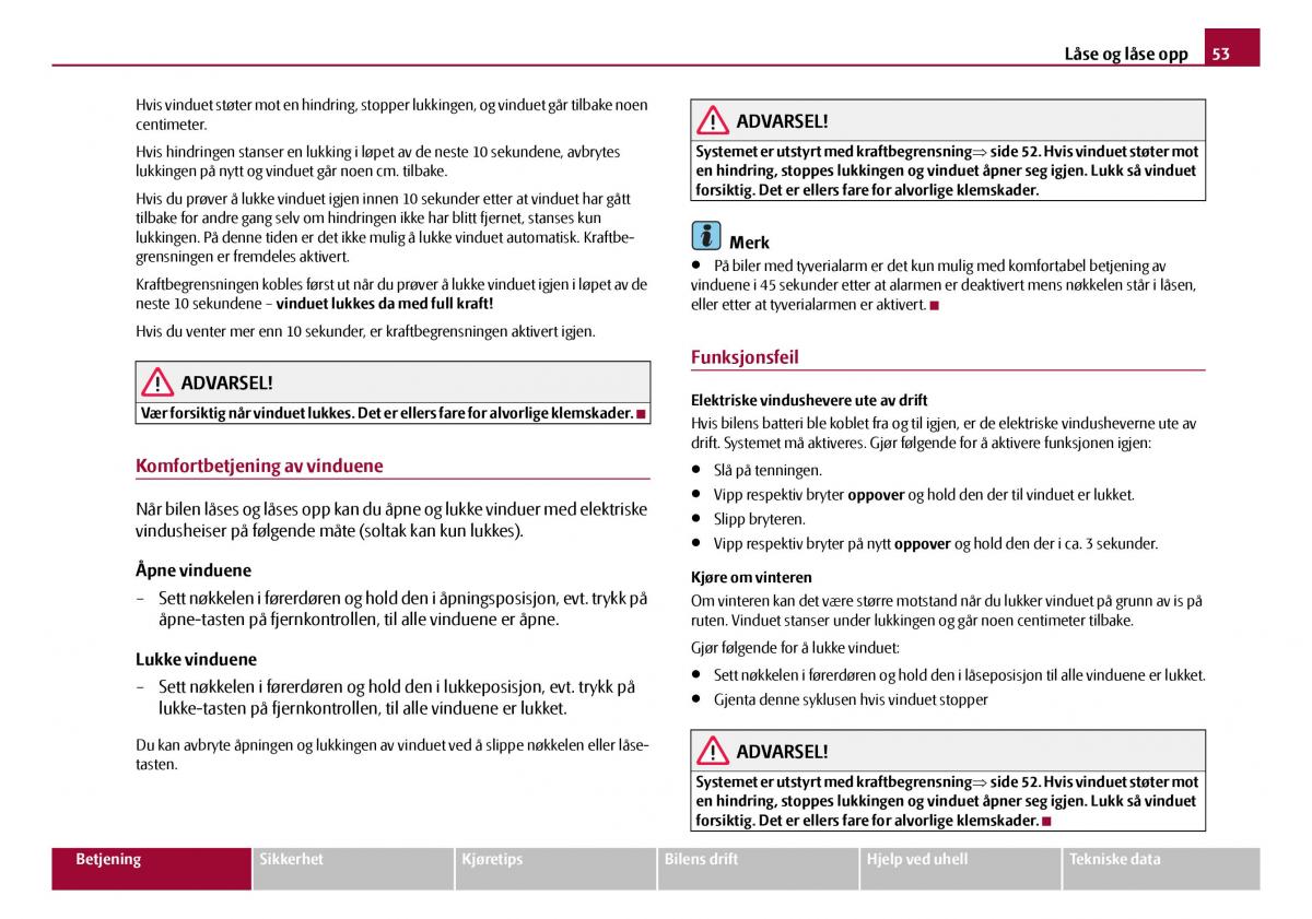 Skoda Octavia I 1 bruksanvisningen / page 54