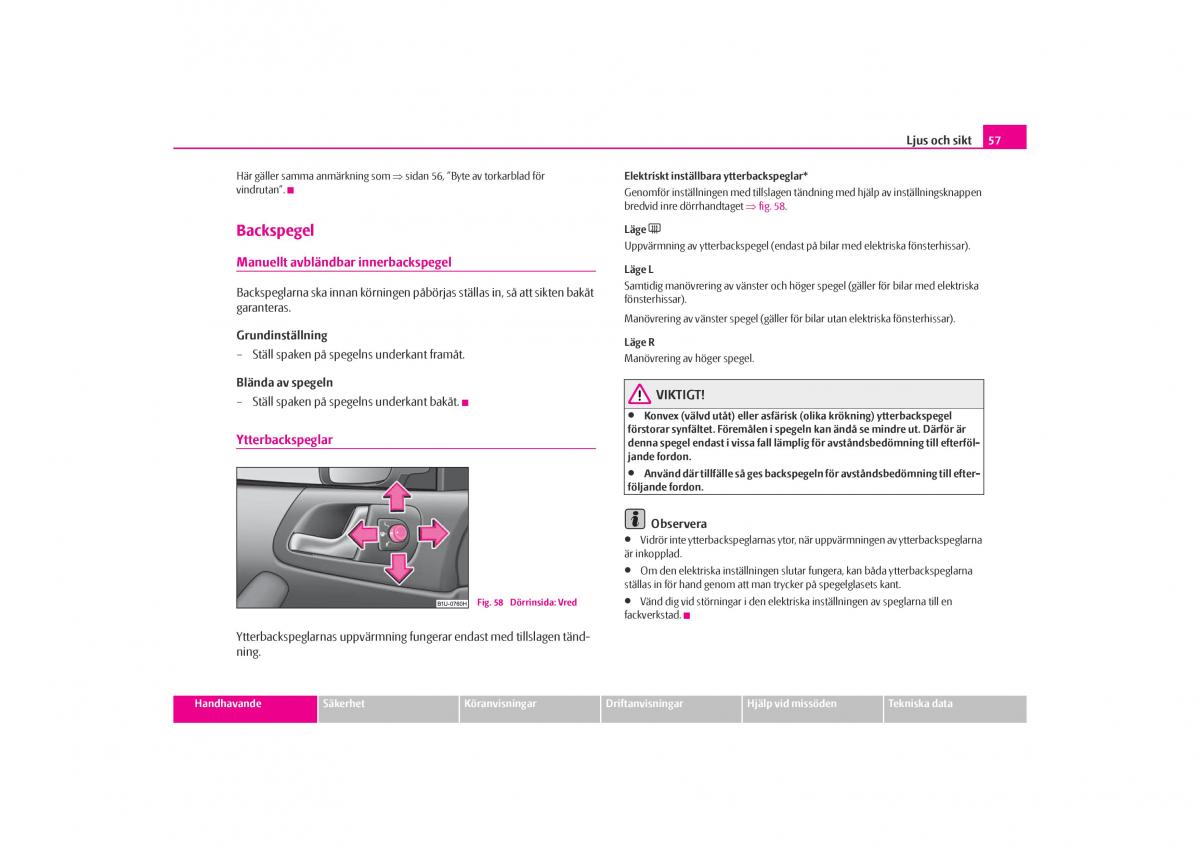 Skoda Octavia I 1 instruktionsbok / page 58