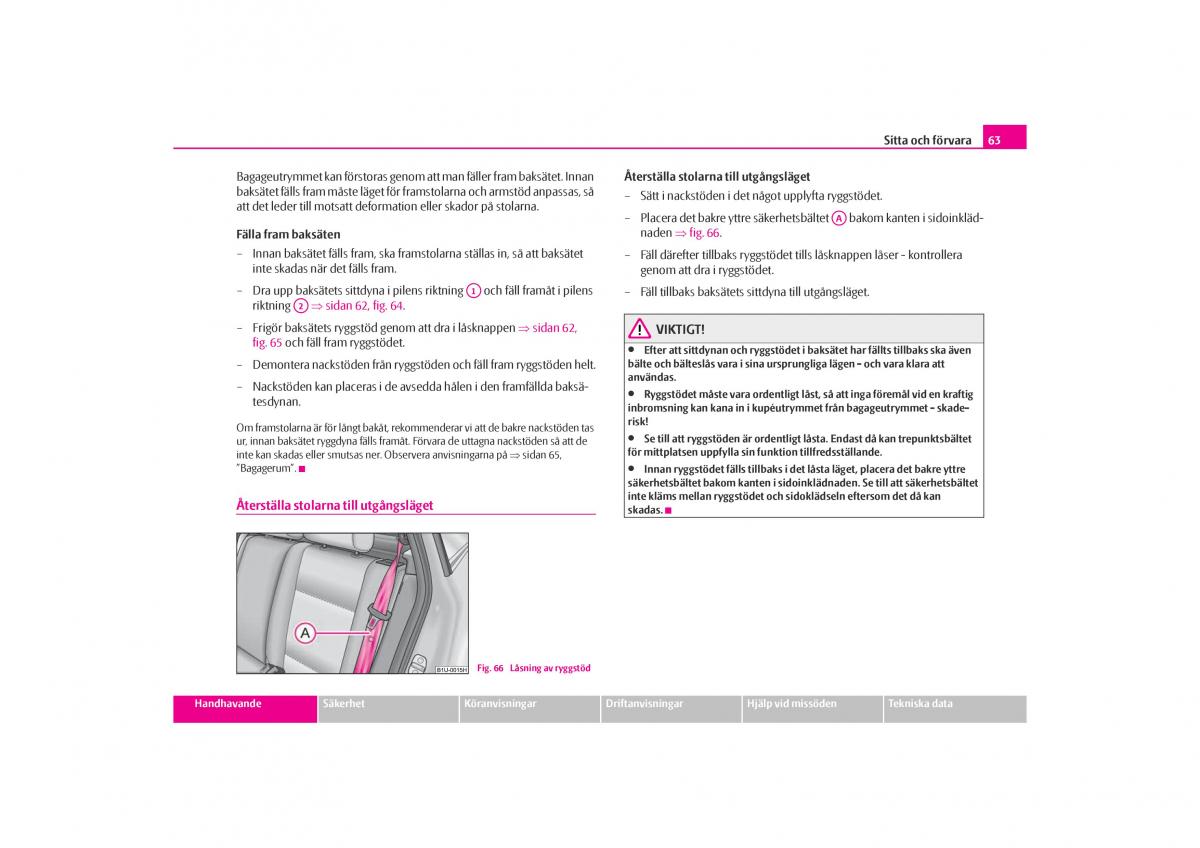 Skoda Octavia I 1 instruktionsbok / page 64