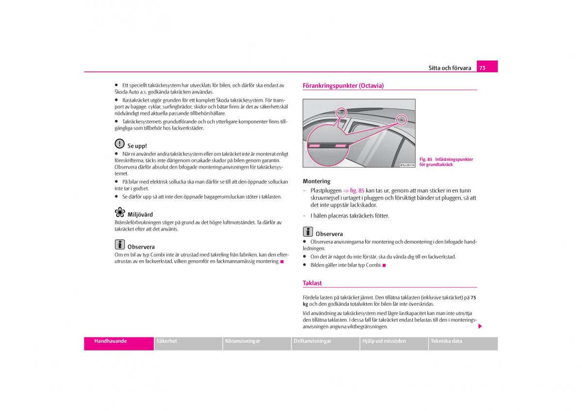 Skoda Octavia I 1 instruktionsbok / page 74