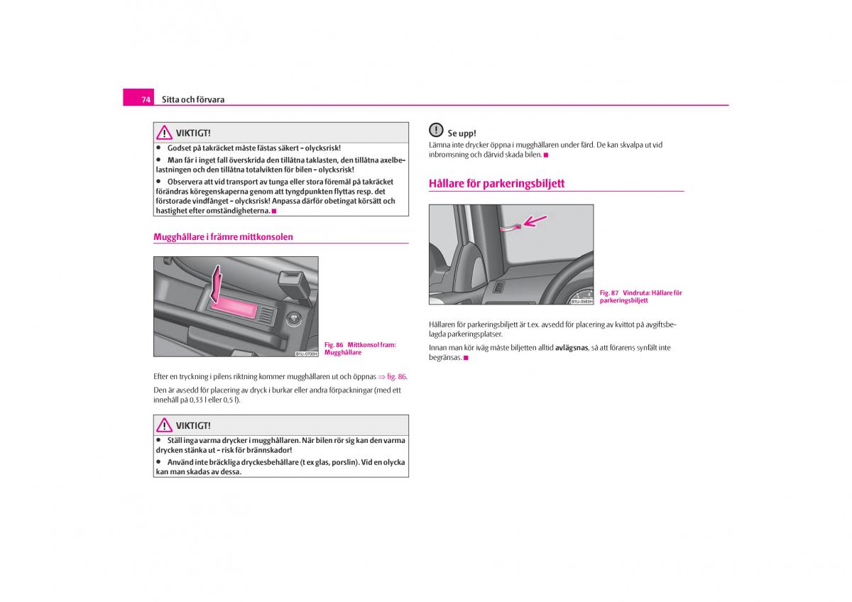 Skoda Octavia I 1 instruktionsbok / page 75