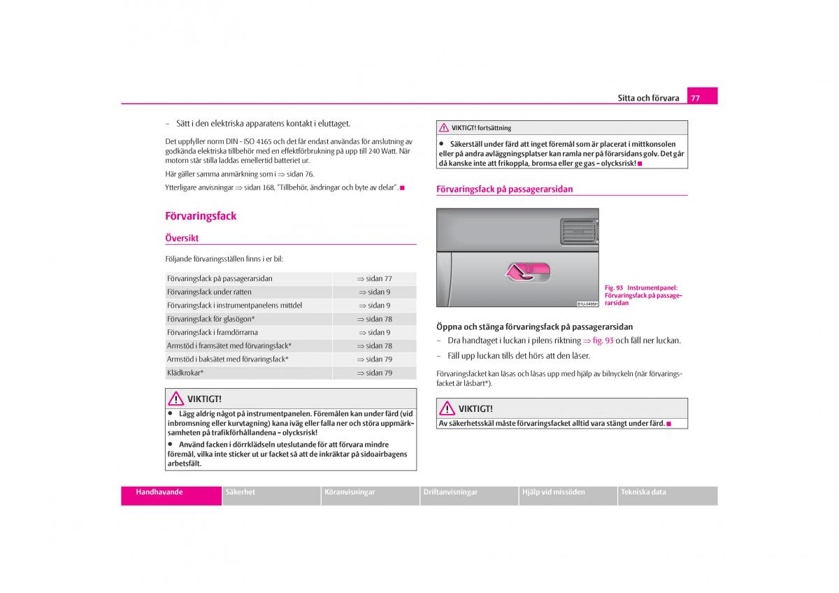 Skoda Octavia I 1 instruktionsbok / page 78