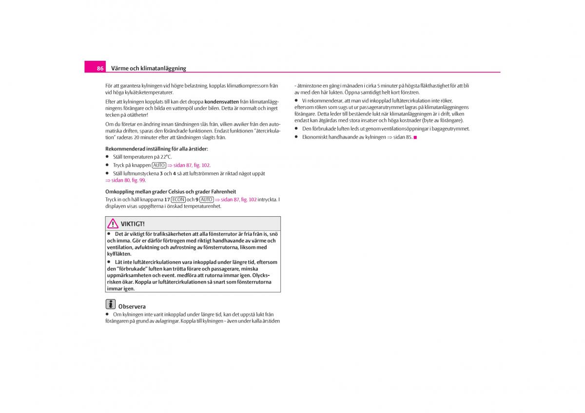 Skoda Octavia I 1 instruktionsbok / page 87