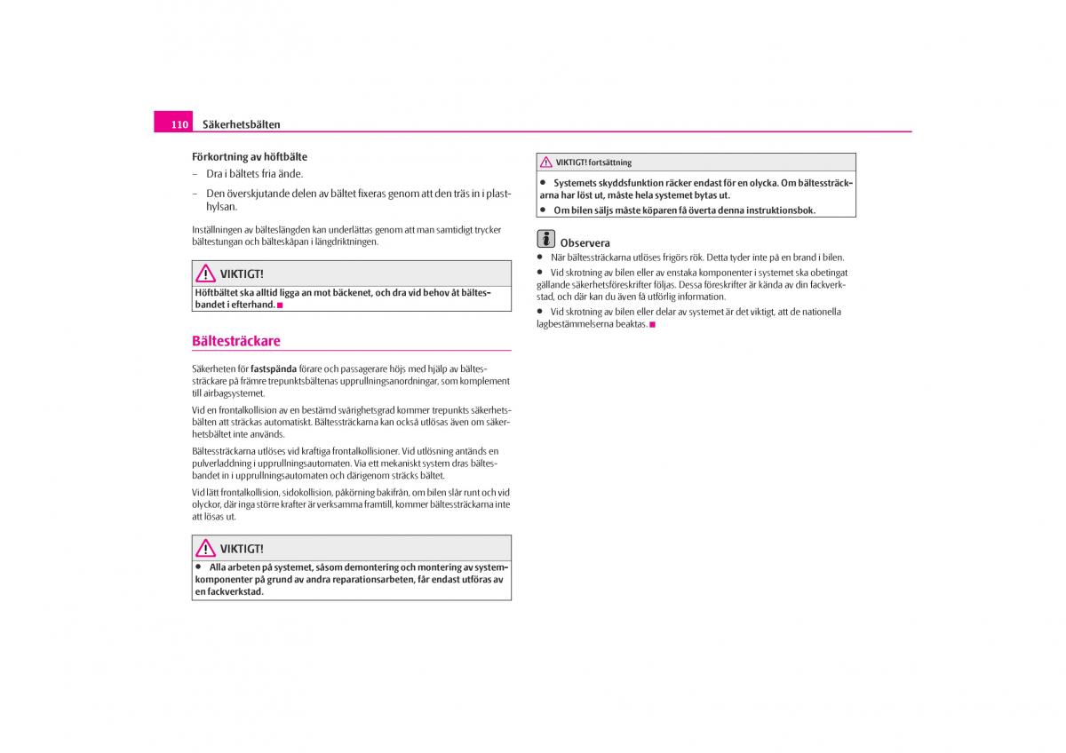 Skoda Octavia I 1 instruktionsbok / page 111