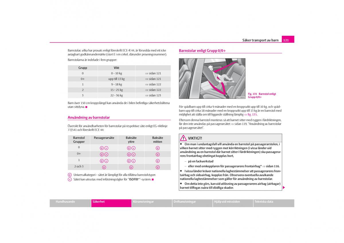 Skoda Octavia I 1 instruktionsbok / page 122