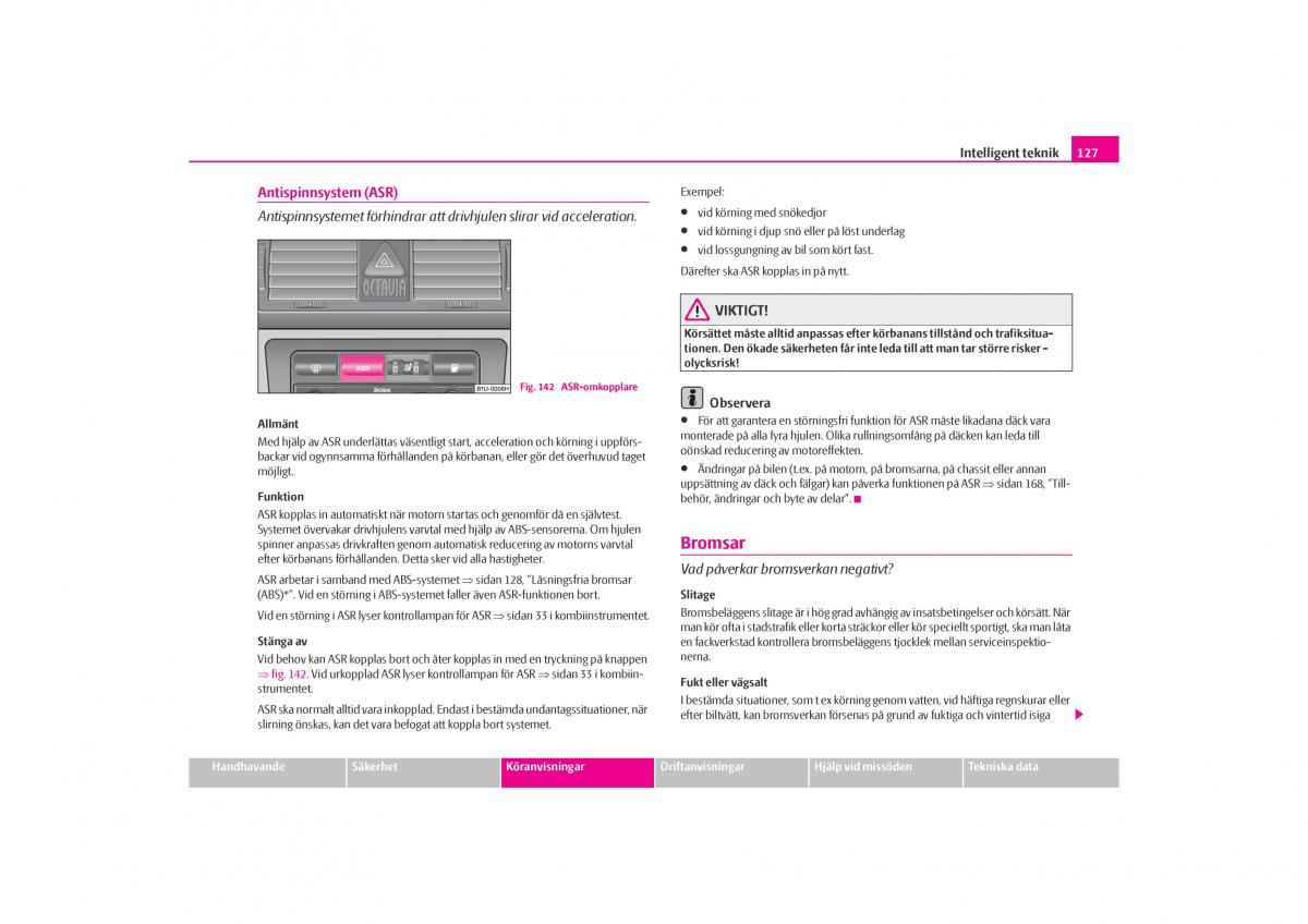 Skoda Octavia I 1 instruktionsbok / page 128