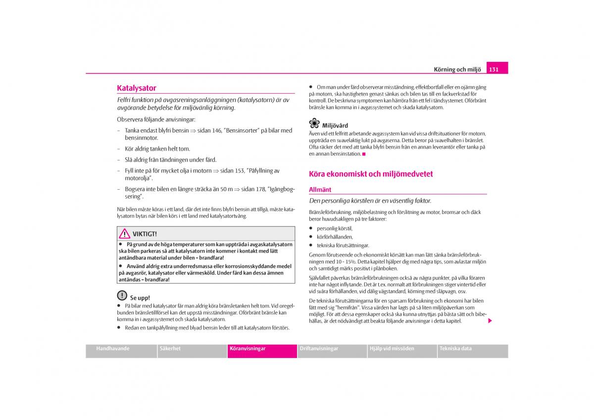 Skoda Octavia I 1 instruktionsbok / page 132