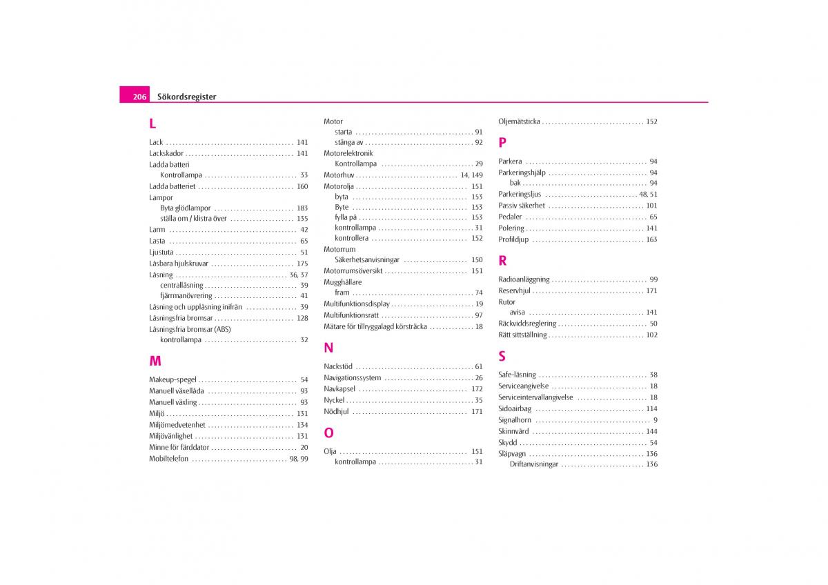 Skoda Octavia I 1 instruktionsbok / page 207