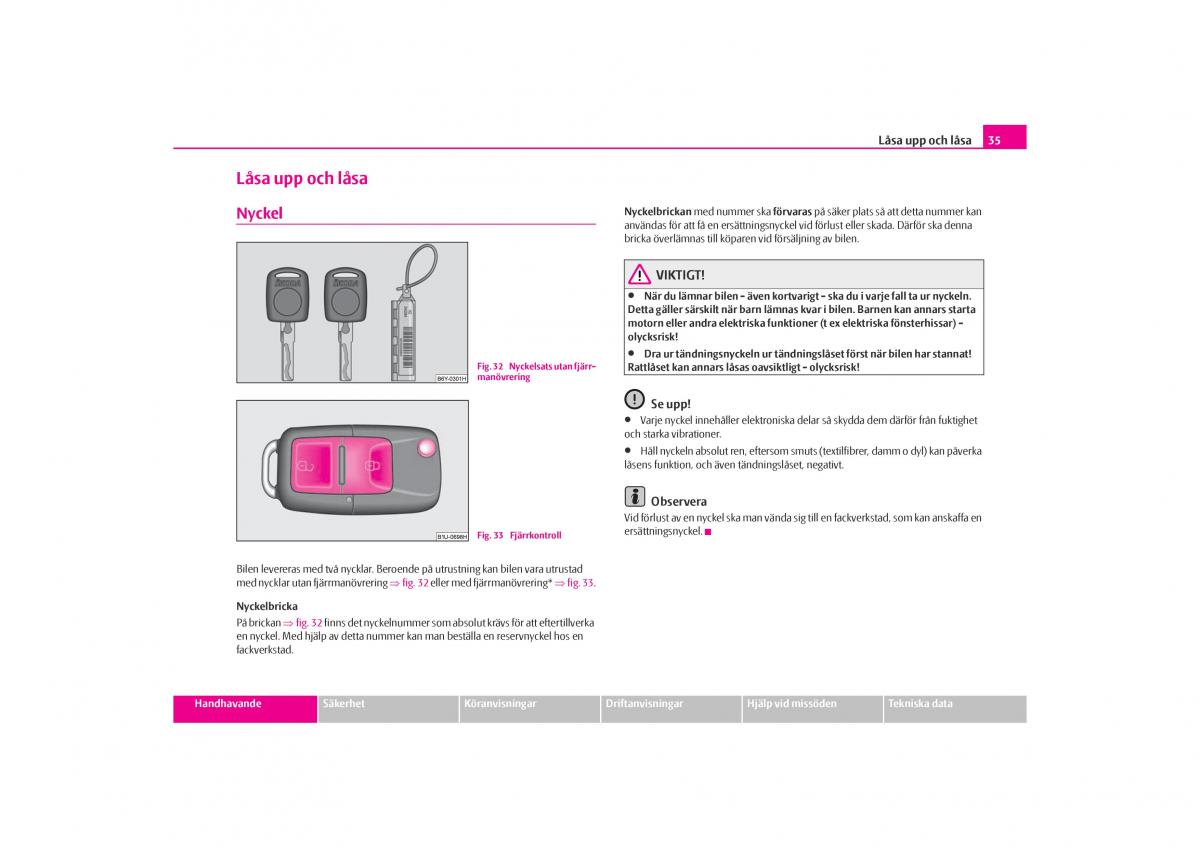 Skoda Octavia I 1 instruktionsbok / page 36