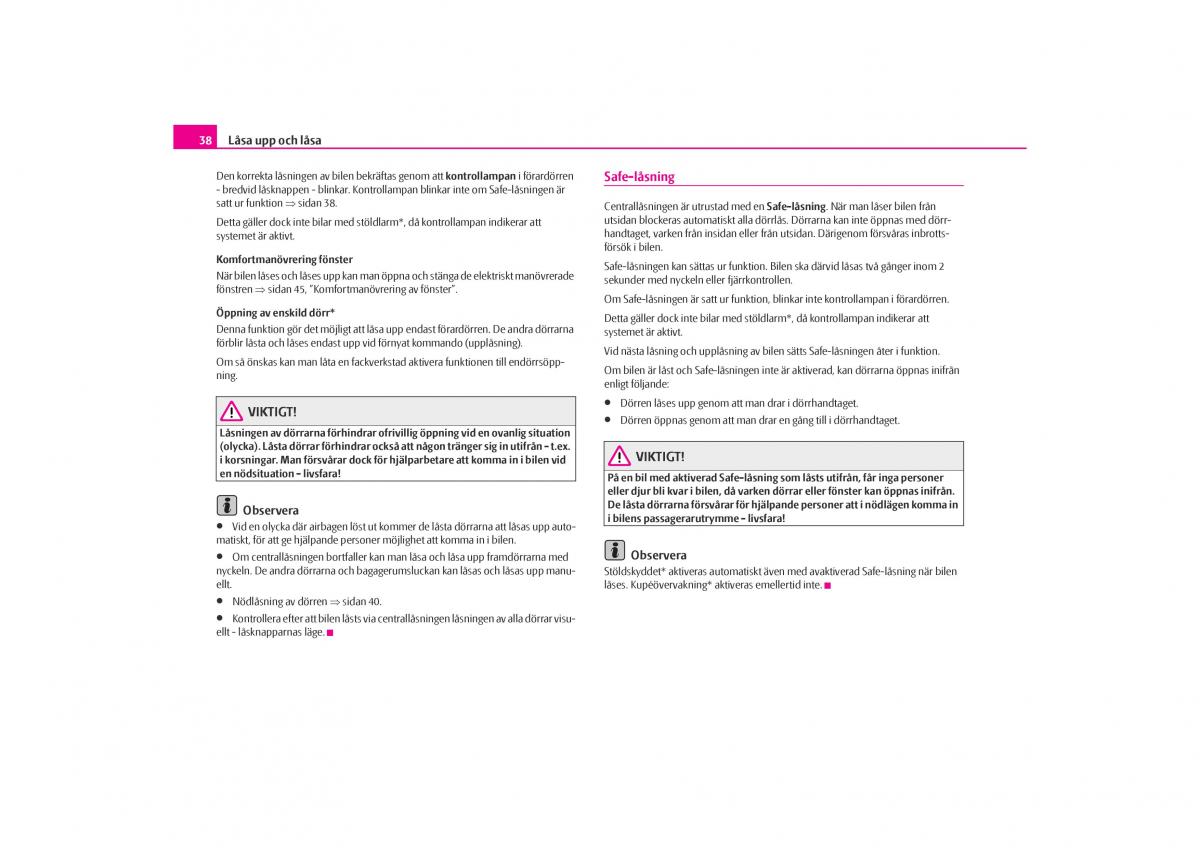 Skoda Octavia I 1 instruktionsbok / page 39