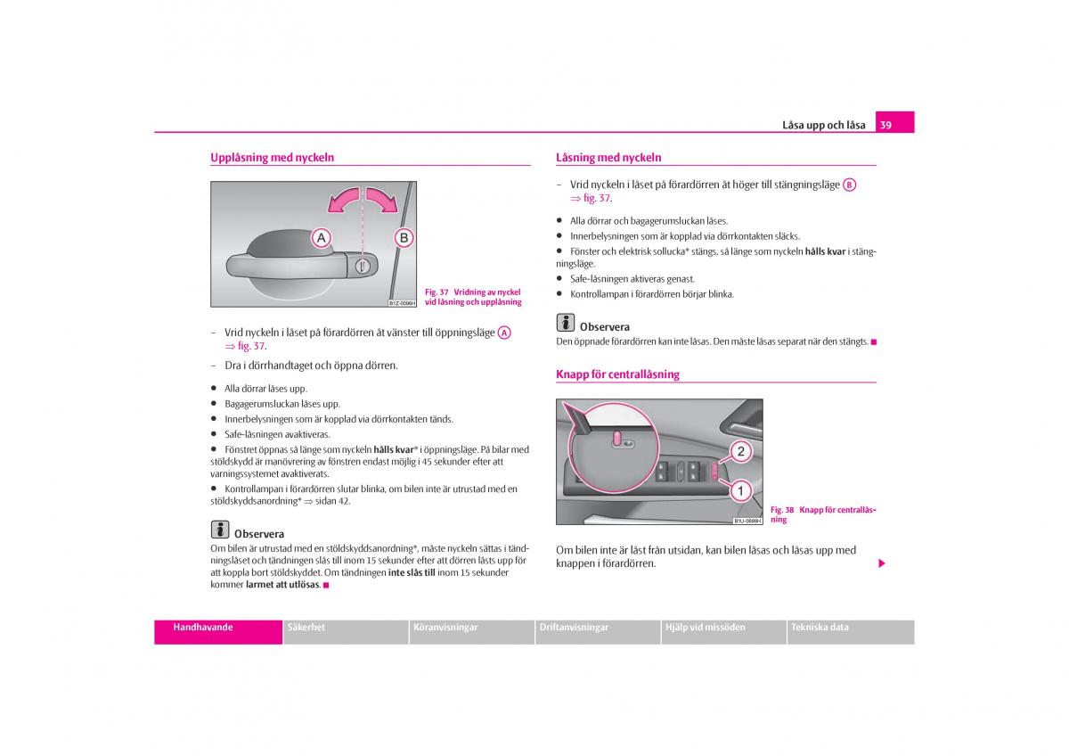 Skoda Octavia I 1 instruktionsbok / page 40