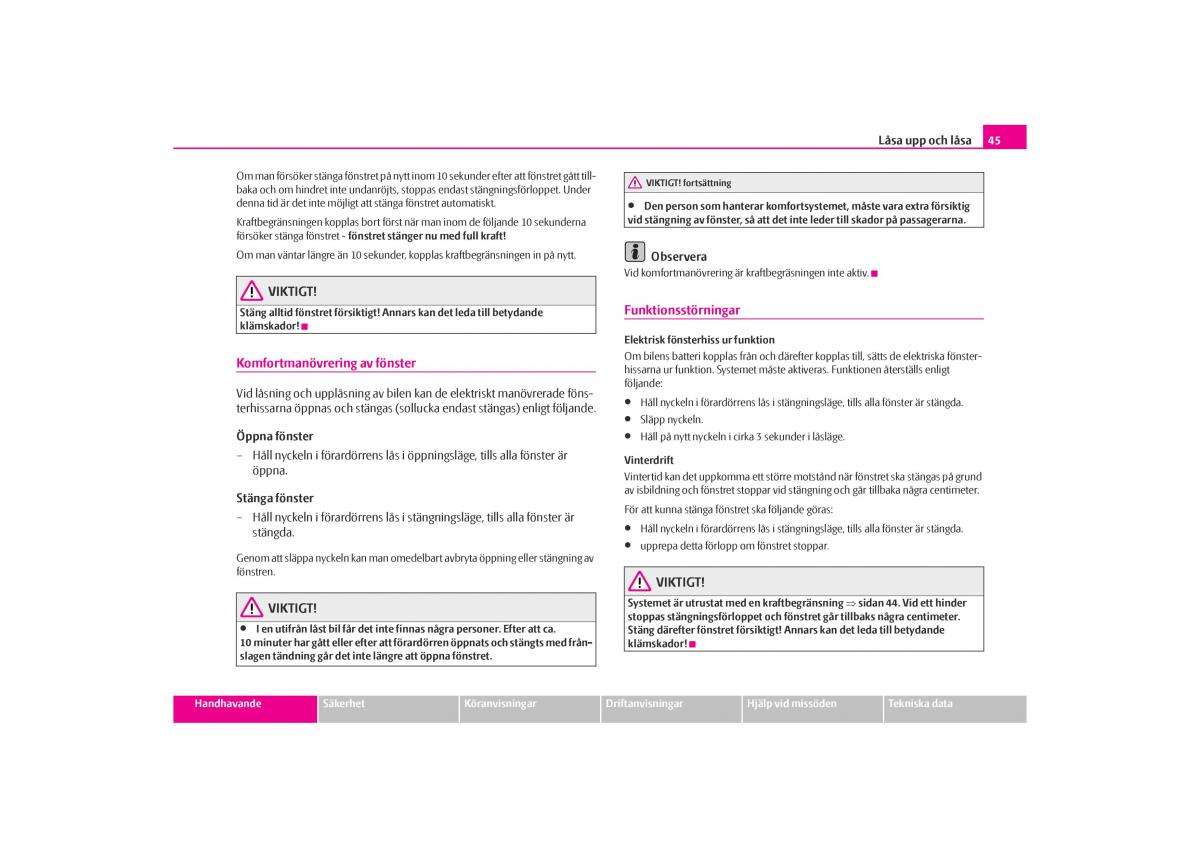 Skoda Octavia I 1 instruktionsbok / page 46