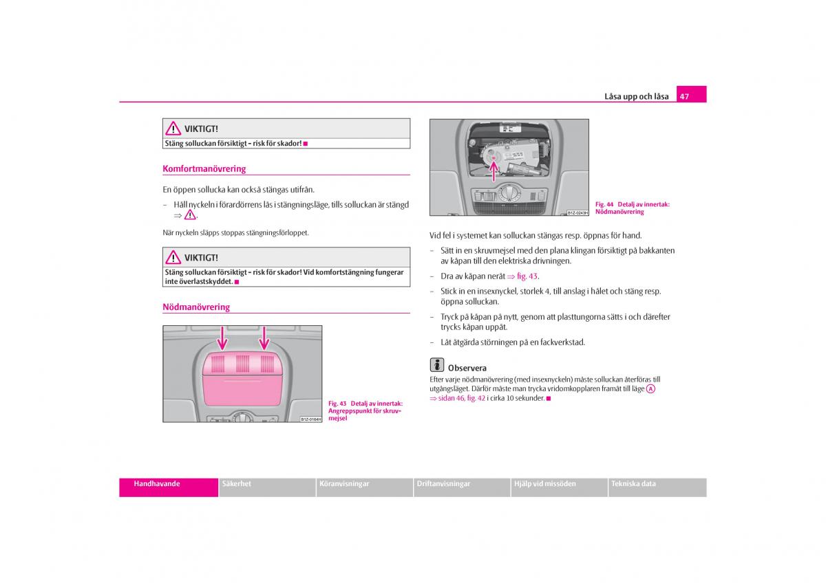 Skoda Octavia I 1 instruktionsbok / page 48