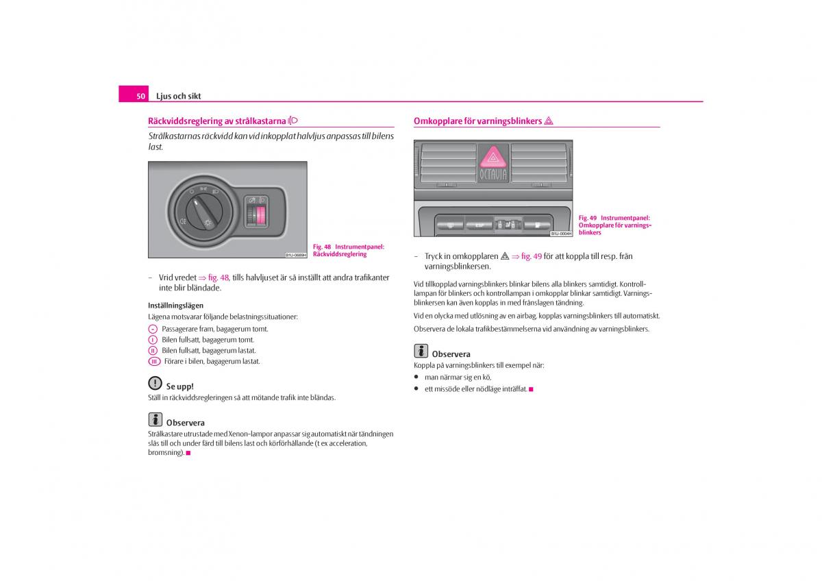 Skoda Octavia I 1 instruktionsbok / page 51