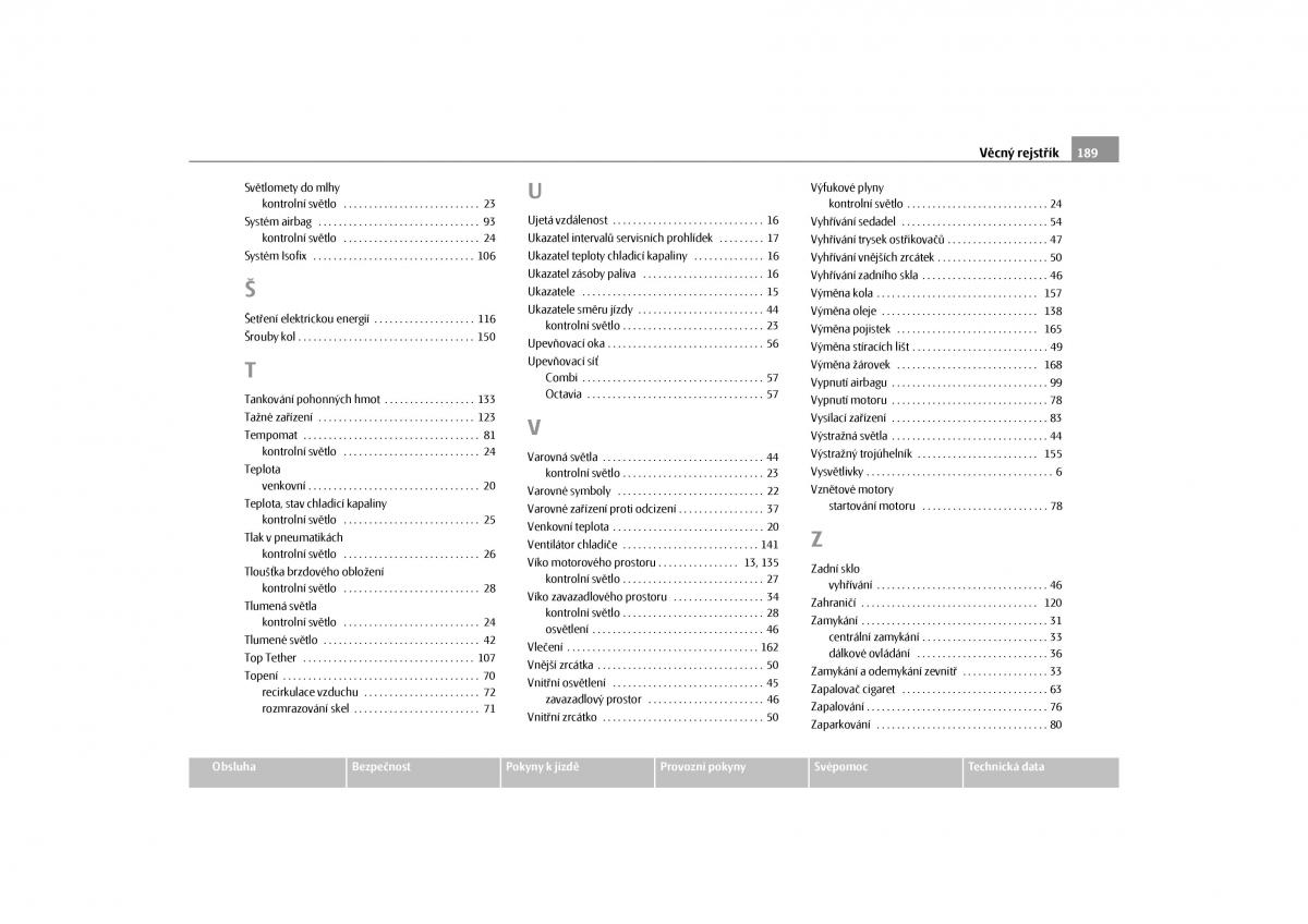 Skoda Octavia II 2 navod k obsludze / page 190