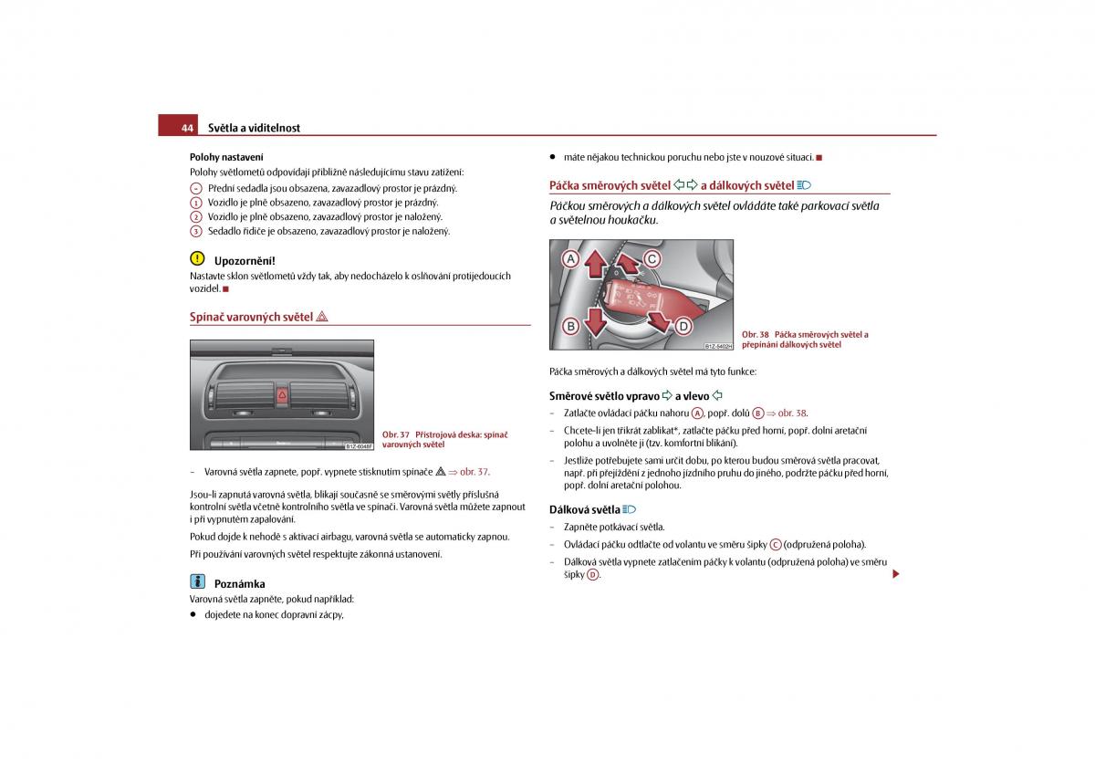 Skoda Octavia II 2 navod k obsludze / page 45