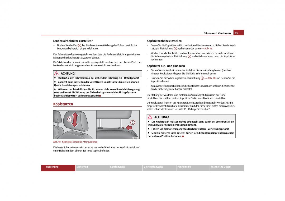 Skoda Octavia II 2 Handbuch / page 56