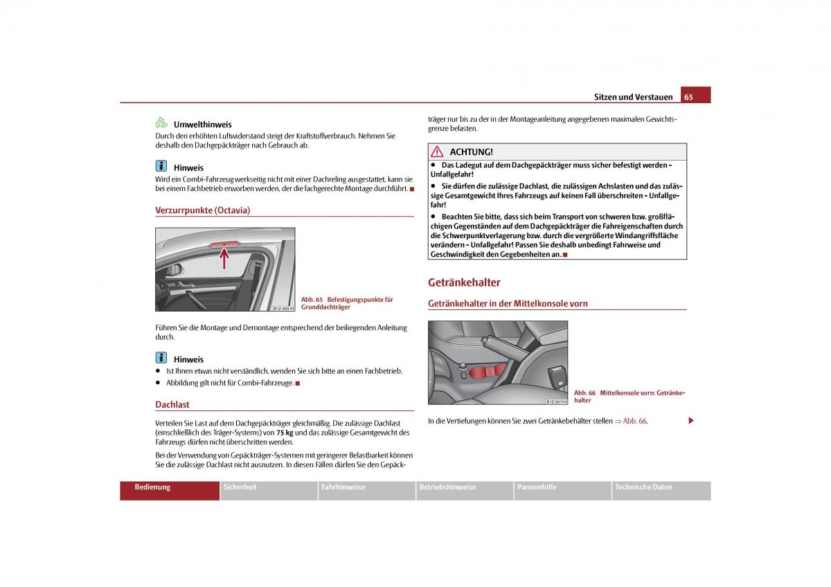 Skoda Octavia II 2 Handbuch / page 66