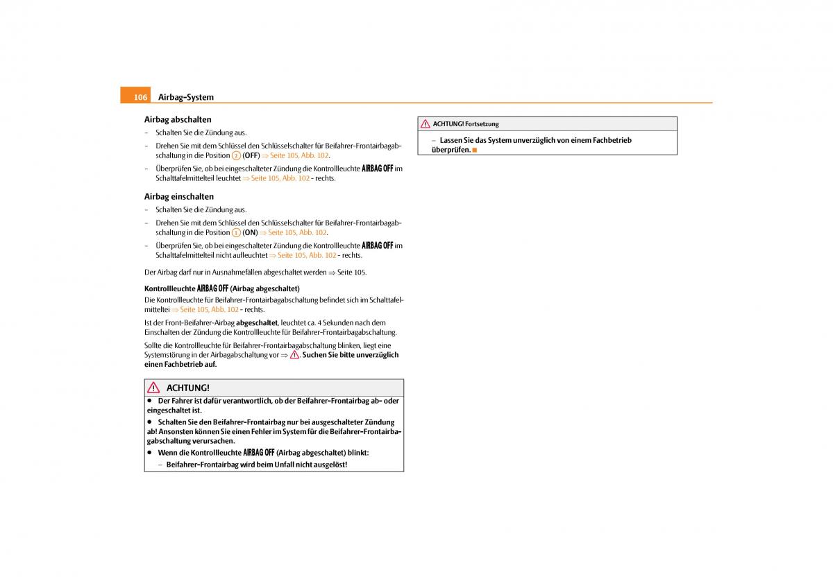 Skoda Octavia II 2 Handbuch / page 107