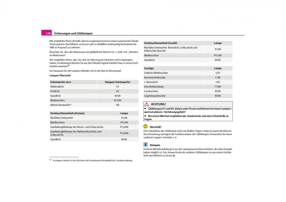 Skoda Octavia II 2 Handbuch / page 179