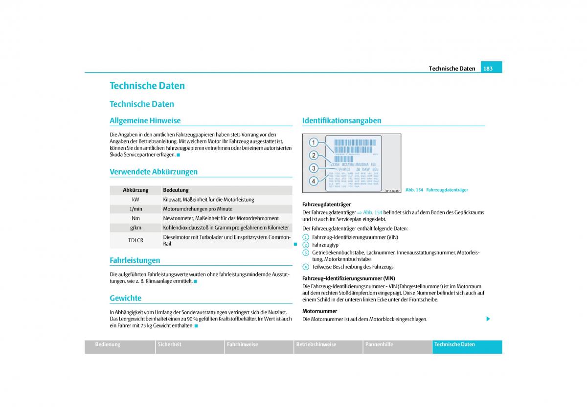 Skoda Octavia II 2 Handbuch / page 184