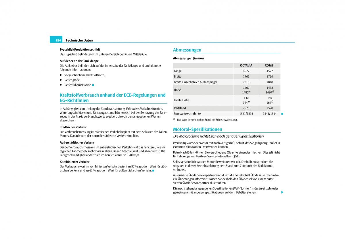 Skoda Octavia II 2 Handbuch / page 185